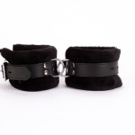 Handcuff Design Made in Calf Softy Leather and Puffed Fur Black