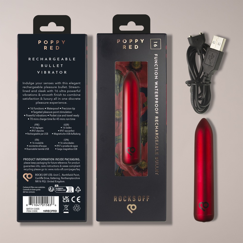 RO 90 Rechargeable bullet - Poppy Red RO 90 Rechargeable bullet - Poppy Red