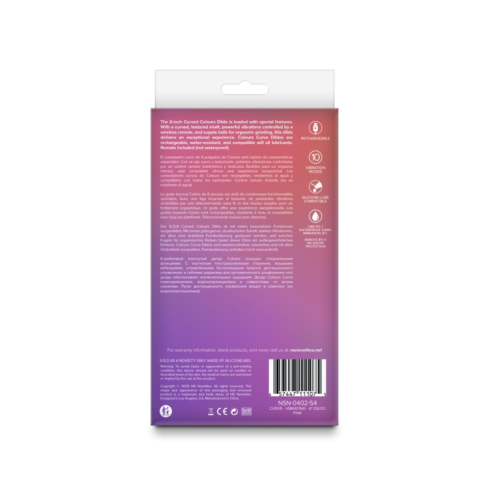 Colours - Curve - Vibrating - 6" Dildo - Pink Colours - Curve - Vibrating - 6" Dildo - Pink