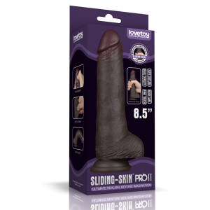 8.5'' Sliding Skin Pro II Dual Layer Silicone Dong (Black)