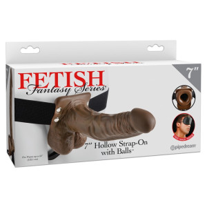 7" Hollow Strap-On with Ball Brown/Black